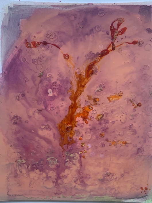 mixed media (ink, spray paint) on cardboard 25x30cm